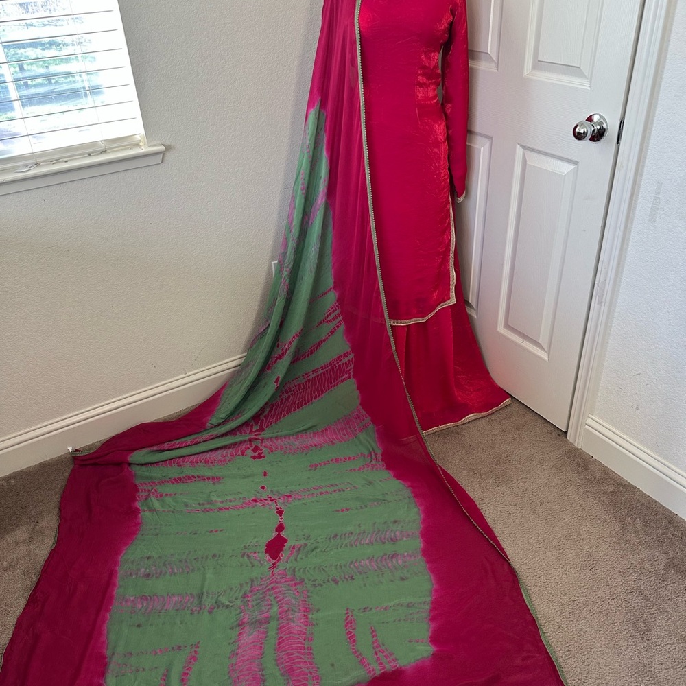 Elegant Pink and Green Saree